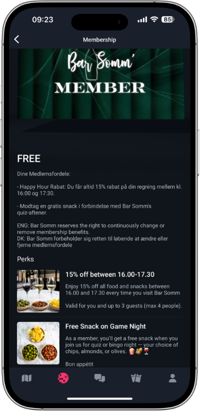 Membership screen